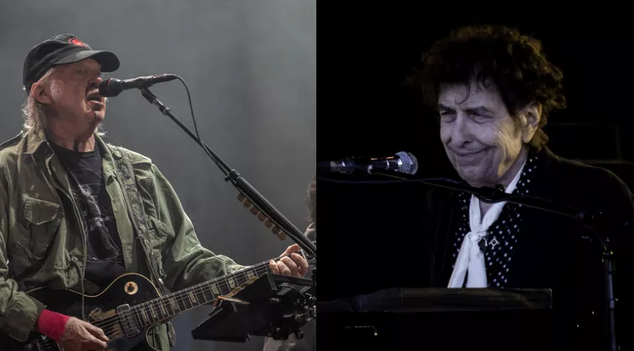Se Bob Dylan og Neil Young optræde sammen for første gang i 25 år
