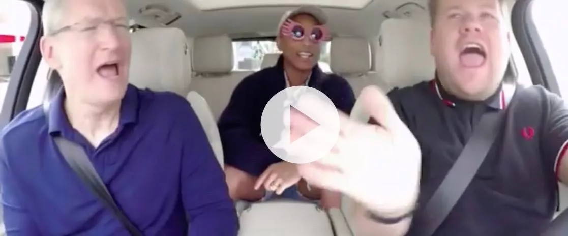 Fællessang: Apple-boss Tim Cook og Pharrell gæster Carpool Karaoke