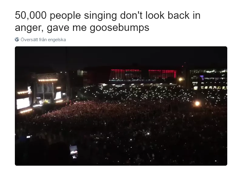 Se 50 000 sjunga "Don't Look Back In Anger"