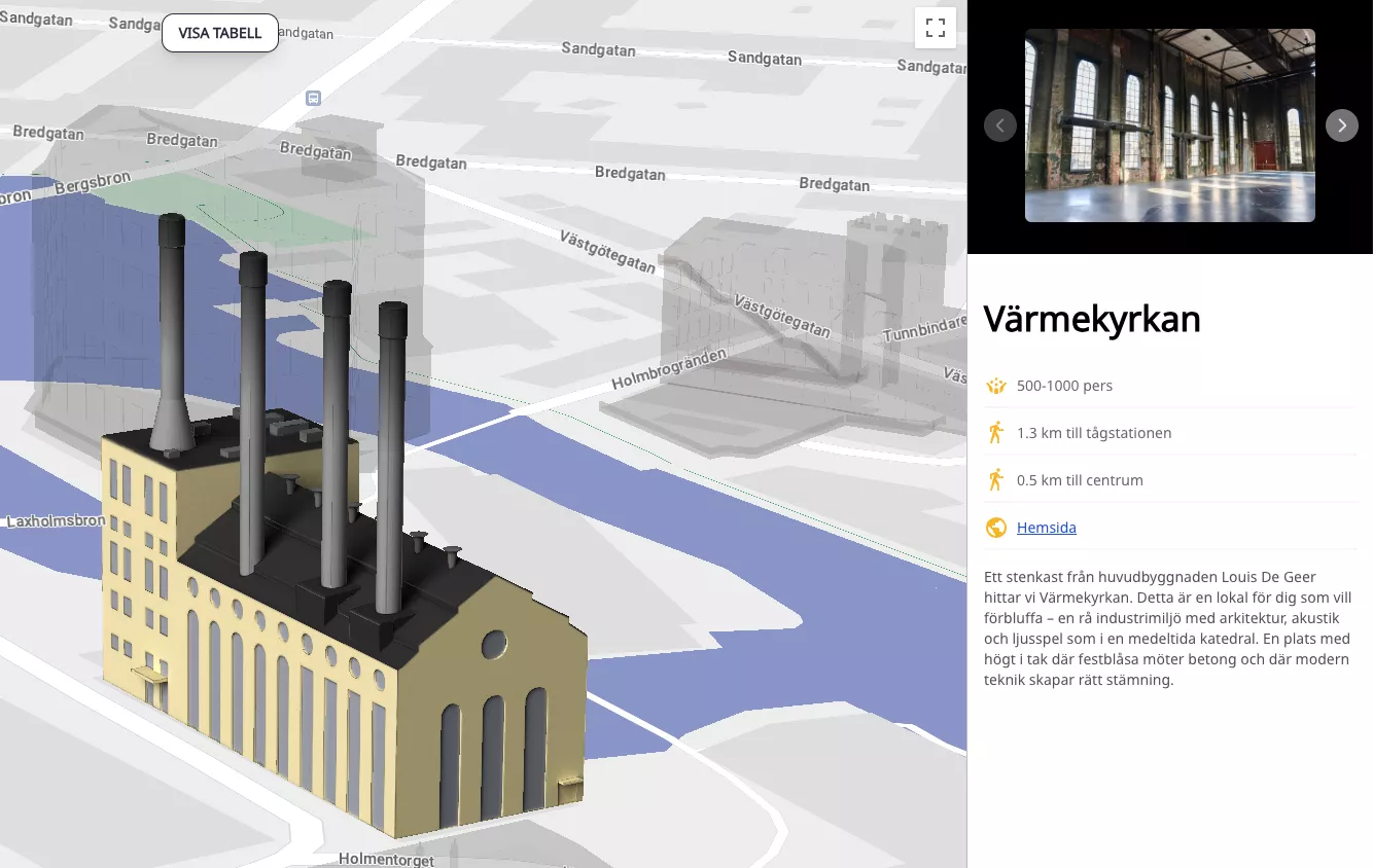 En exempelbild från Visual Stages föreställande Värmekyrkan i Norrköping.