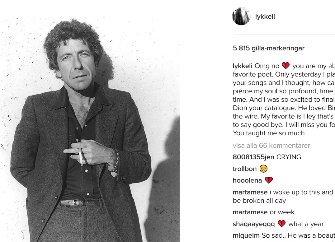 Här är våra svenska stjärnors sista hälsningar till Leonard Cohen