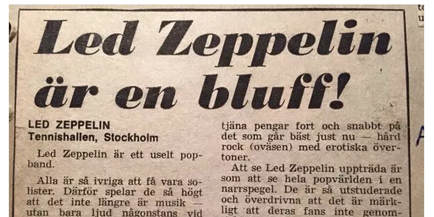 ''Led Zeppelin är en bluff'' – läs toksågning från 1973